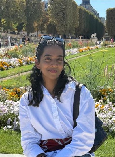 Abigail Nargunam in a Paris garden